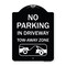 Signmission No Parking in Driveway Tow Away Zone W/ Graphic Heavy-Gauge Aluminum Sign, 24" x 18", BW-1824-23807 A-DES-BW-1824-23807 - alternate 1